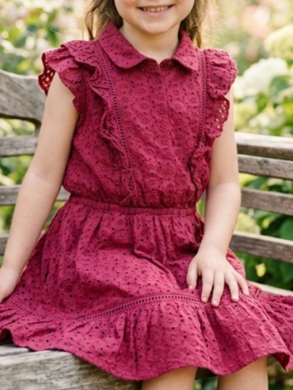Janie and Jack Burgundy Eyelet Ruffle Dress 8T